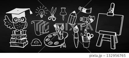 Chalkboard education doodles illustration 132956765