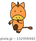 走るかわいい馬のキャラクター 132956942