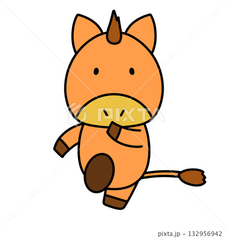 走るかわいい馬のキャラクター 走るかわいい馬のキャラクター 132956942