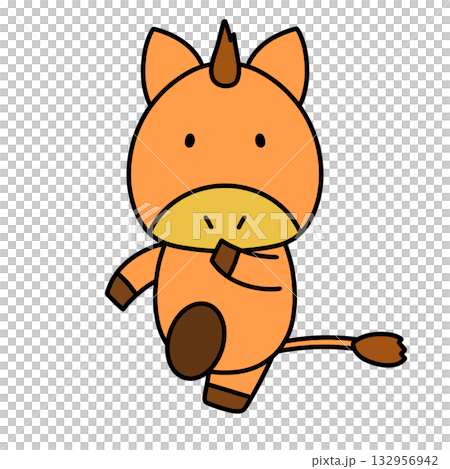 走るかわいい馬のキャラクター 走るかわいい馬のキャラクター 132956942