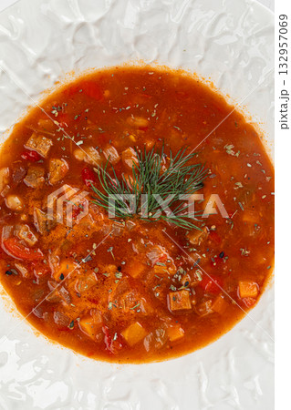 Bean soup with beef and vegetables Bean soup with beef and vegetables 132957069