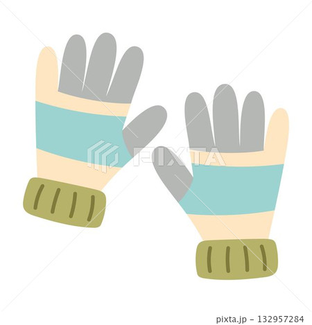 knitted warm gloves isolated 132957284