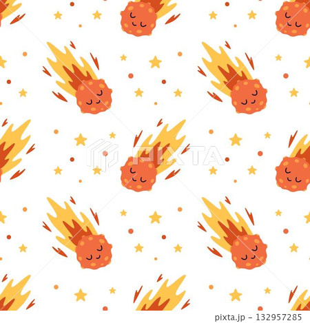 cartoon meteorite seamless pattern 132957285