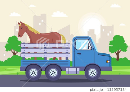 A truck for transporting large animals. A truck for transporting large animals. 132957384