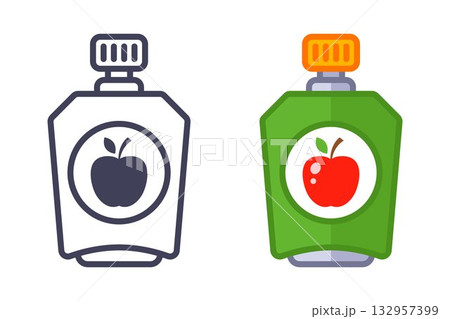 Small package of applesauce. Baby food. 132957399
