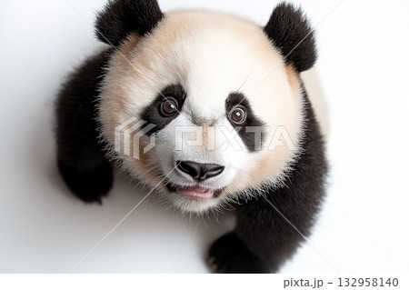 Adorable panda bear with black and white fur, cute and fluffy animal in wildlife nature Adorable panda bear with black and white fur, cute and fluffy animal in wildlife nature 132958140