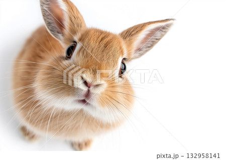 Cute rabbit with fluffy fur and big eyes, an adorable pet animal with whiskers and ears Cute rabbit with fluffy fur and big eyes, an adorable pet animal with whiskers and ears 132958141