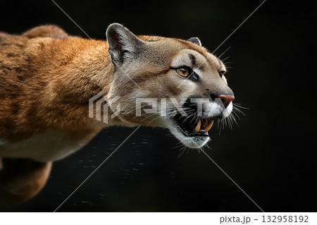 Wildlife puma being a powerful predator in nature, a majestic animal in the wild and forest Wildlife puma being a powerful predator in nature, a majestic animal in the wild and forest 132958192