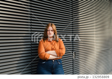 Potrait of beautiful angry woman with curvy body. Potrait of beautiful angry woman with curvy body. 132958809