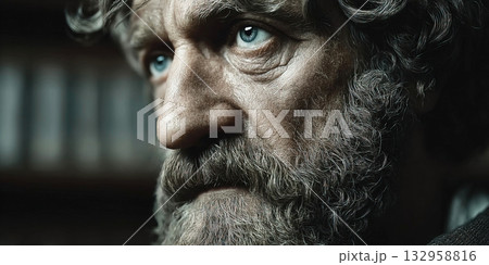 Philosopher exploring human knowledge ethics and logic from ancient Greek perspective 132958816