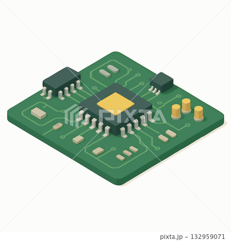 Isometric Electronic Circuit Board vector 132959071