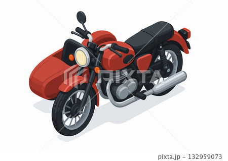 Classic Motorcycle Sidecar vector illustration 132959073