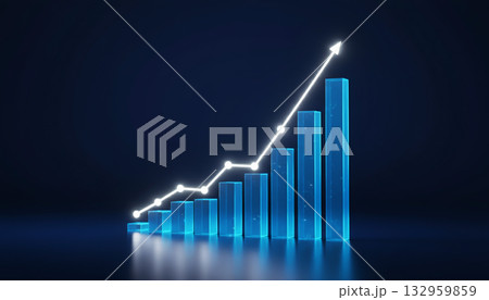 Bar chart on a dark background. Financial analysis and market insights 132959859