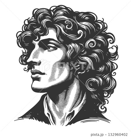 Handsome Man with Curly Hair vector illustration Handsome Man with Curly Hair vector illustration 132960402