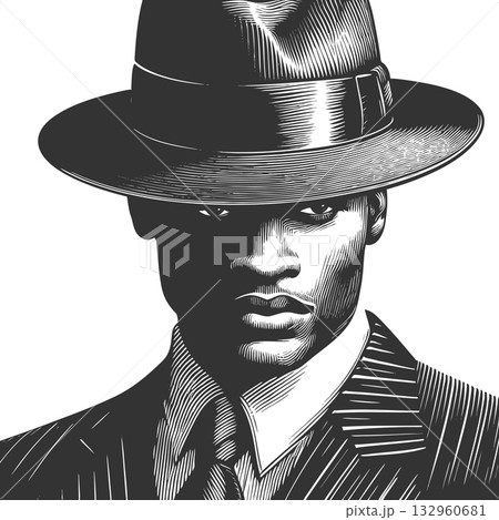 African-American gangster sketch raster 132960681
