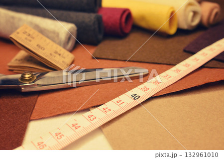 おしゃれでかわいい手芸用品　ハンドメイド　メジャー　フェルト生地　はさみ 132961010