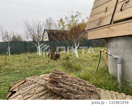 Chopping slab firewood for stove ignition 132961056