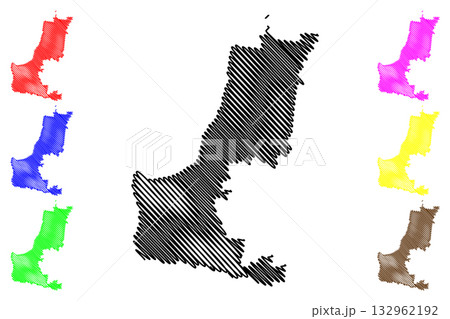 Shire of Carpentaria (Commonwealth of Australia, Queensland state) map vector illustration, scribble sketch Carpentaria map 132962192