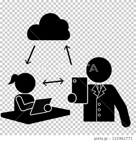 允許教師和學生透過雲端在數位裝置上共享資訊的象形圖（GIGA 學校計畫） 132962771