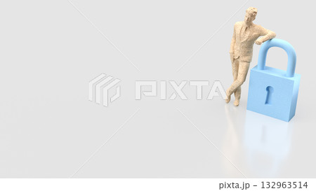 The Man and Key for security or Business concept 3d Rendering. The Man and Key for security or Business concept 3d Rendering. 132963514