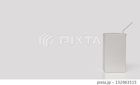 The Blank Juice Box with Straw on White Background 3d render. The Blank Juice Box with Straw on White Background 3d render. 132963515