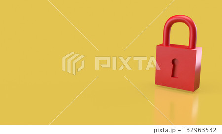 The Red Key on yellow Background  for security or Business concept 3d Rendering. 132963532
