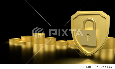 The Coins and Shield for Business or security concept 3d Rendering. 132963533