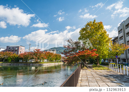 秋の琵琶湖疏水風景 夷川船溜 京都市 秋の琵琶湖疏水風景 夷川船溜 京都市 132963913