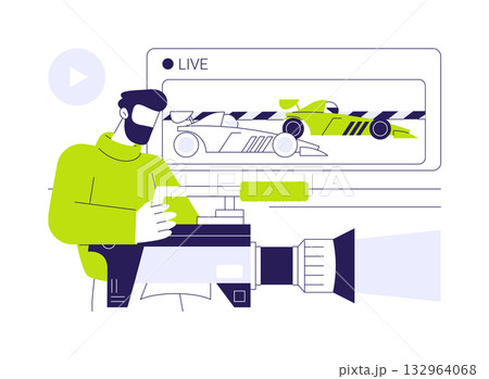 Broadcasting motorsports abstract concept vector illustration. 132964068