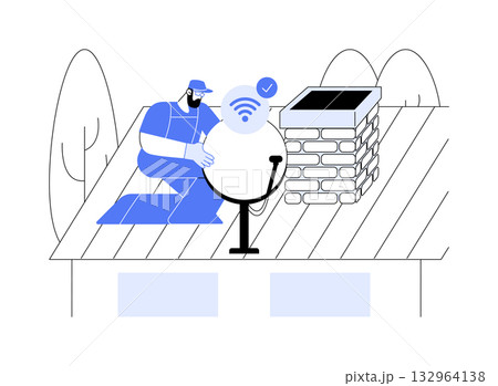 Satellite internet isolated cartoon vector illustrations. Satellite internet isolated cartoon vector illustrations. 132964138