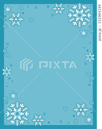 シンプルでかわいい雪もようのフレーム型背景 132964194