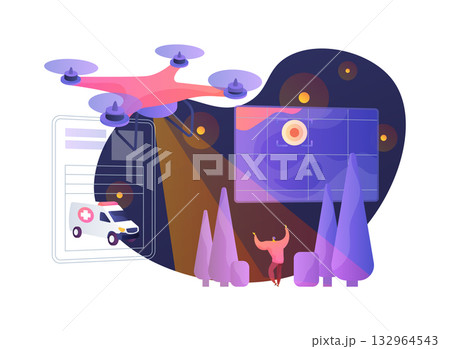 Search and Rescue Drone abstract concept vector illustration. 132964543