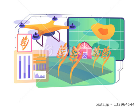 Drone Crop Health Survey abstract concept vector illustration. Drone Crop Health Survey abstract concept vector illustration. 132964544