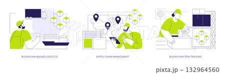 Blockchain technology in logistics isolated cartoon vector illustrations se 132964560