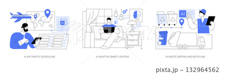 AI Optimizing Operations and Living abstract concept vector illustrations. AI Optimizing Operations and Living abstract concept vector illustrations. 132964562