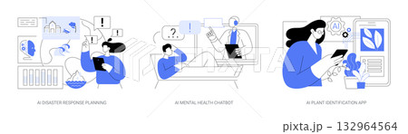 AI Enhancing Safety and Wellness abstract concept vector illustrations. AI Enhancing Safety and Wellness abstract concept vector illustrations. 132964564