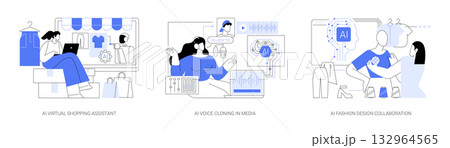 AI Transforming Creativity and Commerce abstract concept vector illustrations. AI Transforming Creativity and Commerce abstract concept vector illustrations. 132964565