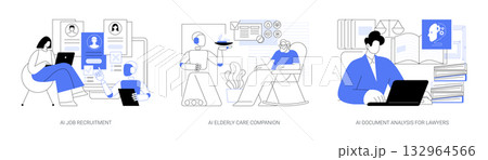 AI Streamlining Professional Tasks abstract concept vector illustrations. AI Streamlining Professional Tasks abstract concept vector illustrations. 132964566