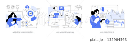 AI Personalizing Experiences abstract concept vector illustrations. 132964568