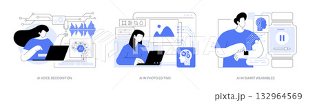 AI Enhancing Everyday Tasks abstract concept vector illustrations. 132964569
