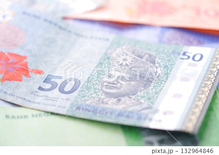マレーシアの通貨、リンギット(MYR)の紙幣 マレーシアの通貨、リンギット(MYR)の紙幣 132964846