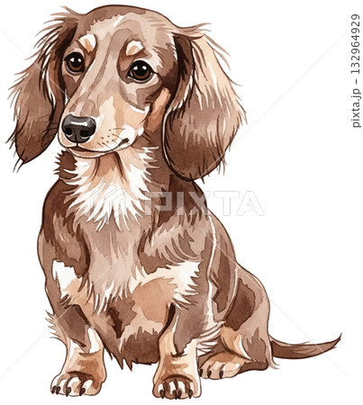 お座りをするミニチュアダックス 132964929