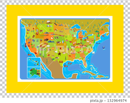 楽しいアメリカマップ（No Frame）Warp版 132964974