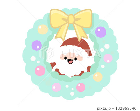 クリスマスリースとサンタさん クリスマスリースとサンタさん 132965340