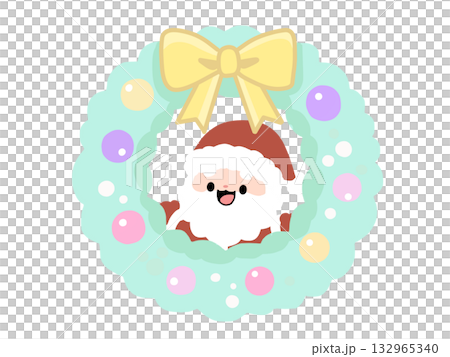 クリスマスリースとサンタさん クリスマスリースとサンタさん 132965340