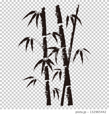 墨絵の竹モノクロ_ベクターイラスト 墨絵の竹モノクロ_ベクターイラスト 132965442