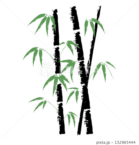 墨絵の竹_ベクターイラスト 132965444