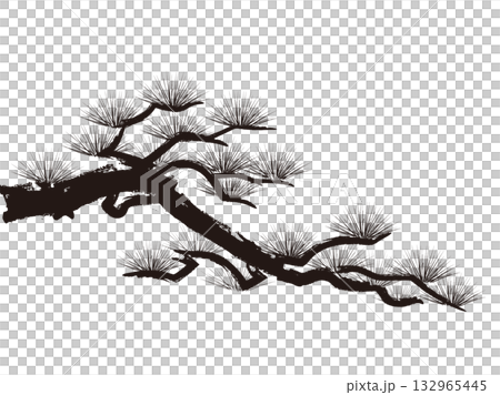 Sumi-e pine monochrome vector illustration Sumi-e pine monochrome vector illustration 132965445