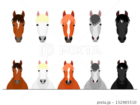馬の顔と上半身のセット 132965510