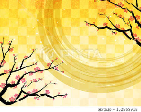 梅をあしらった和風背景 132965918